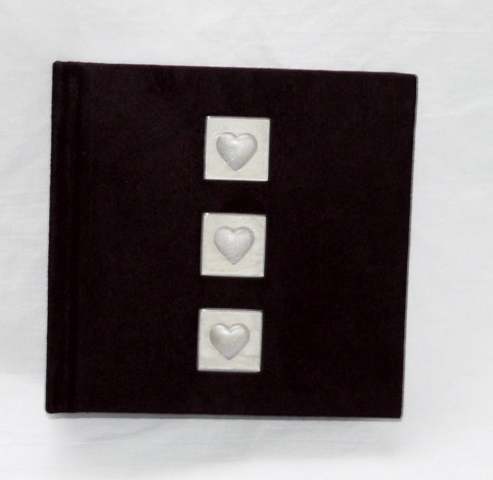 Pearl Colured Hearts of Love Black Velvet- 200 Slip-in Photo Album